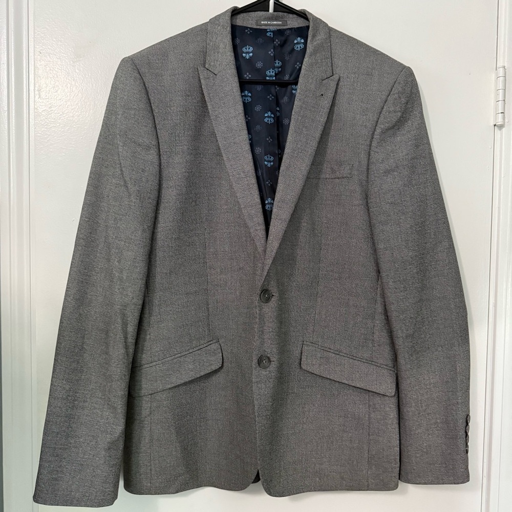 Primark skinny fit suit coat gray 42R modern classic formal jacket